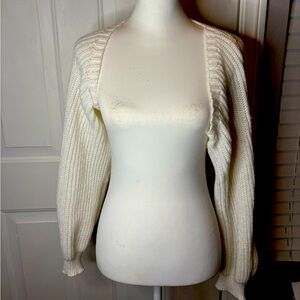 SHEIN White Cable Knit Shrug Sweater